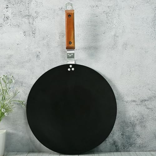30.48 cm Wooden Handle Iron Concave Tawas, Roti Tawas, and Dosa Tawas