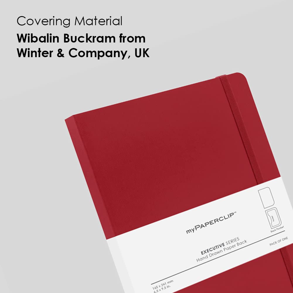 Mypaperclip Executive Series Notebook, Large (165 X 241 Mm, 6.5 X 9.5 In.) Plain, Esx192L-P Red