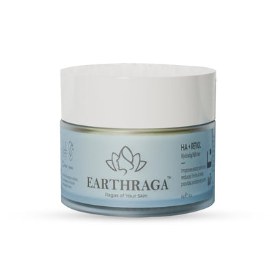 EARTHRAGA Anti Ageing & Skin Brightening HA+Retinol Night Cream with Niacinamide and Aquaxyl 50 gm | Locks Moisture In Skin | Reduces Pores | Evens Skin-Tone