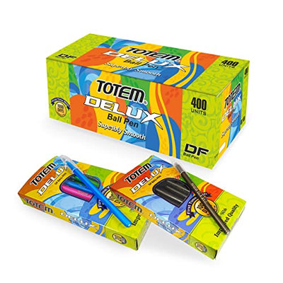 Totem Delux Ball Pens | 400 Pcs (300 Blue Ink & 100 Black Ink)