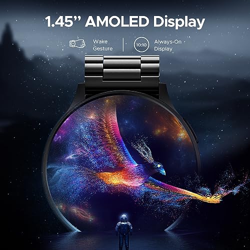 boAt Lunar Orb Smart Watch with 1.45" AMOLED Display, BT Calling, DIY Watch Face Studio, Coins, Crest App Health Ecosystem, Live Cricket&Football Scores, IP67(Steel Black)