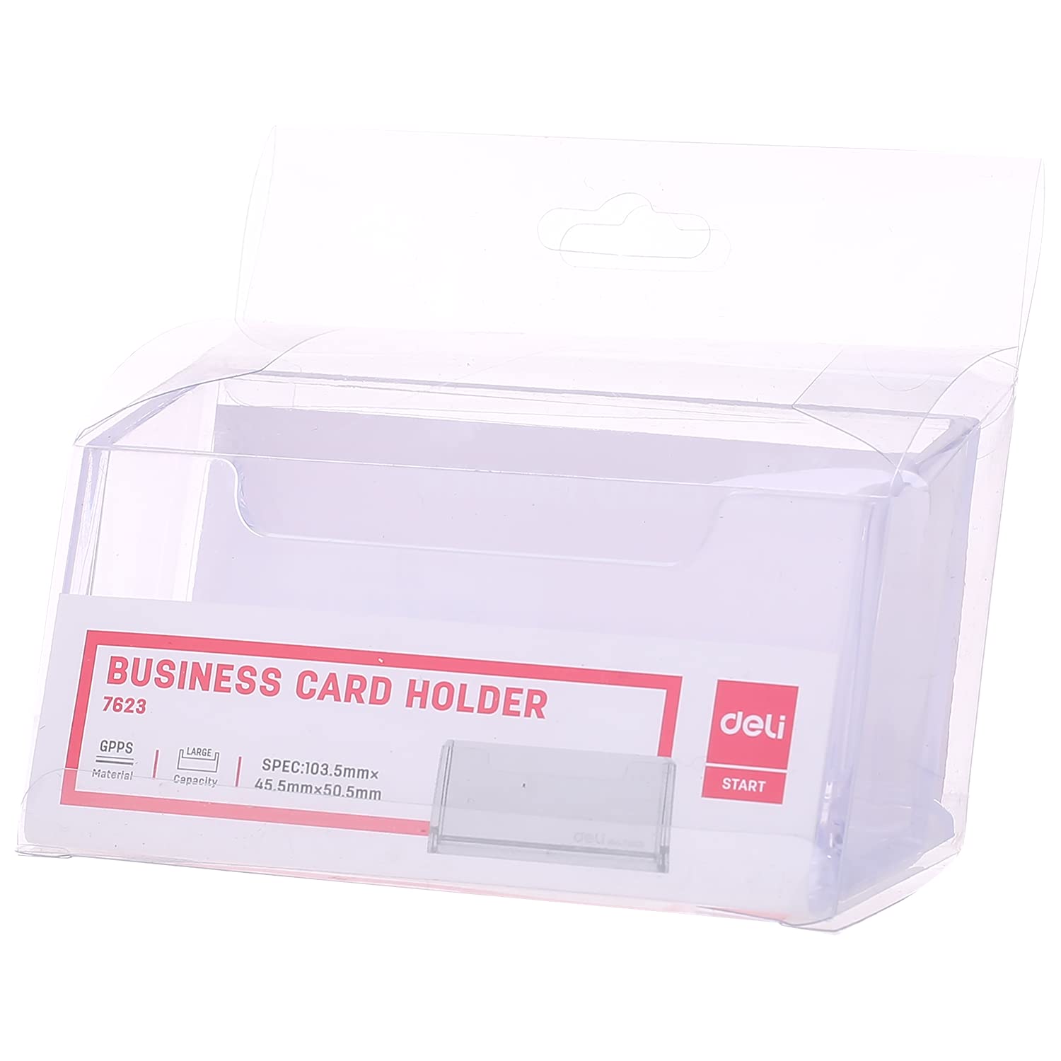 Deli W7623 Name Card Holder, Transparent, Pack of 1 - Color May Vary