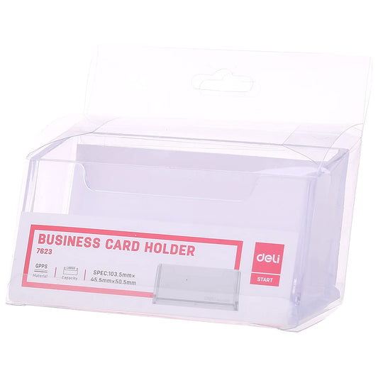 Deli W7623 Name Card Holder, Transparent, Pack of 1 - Color May Vary