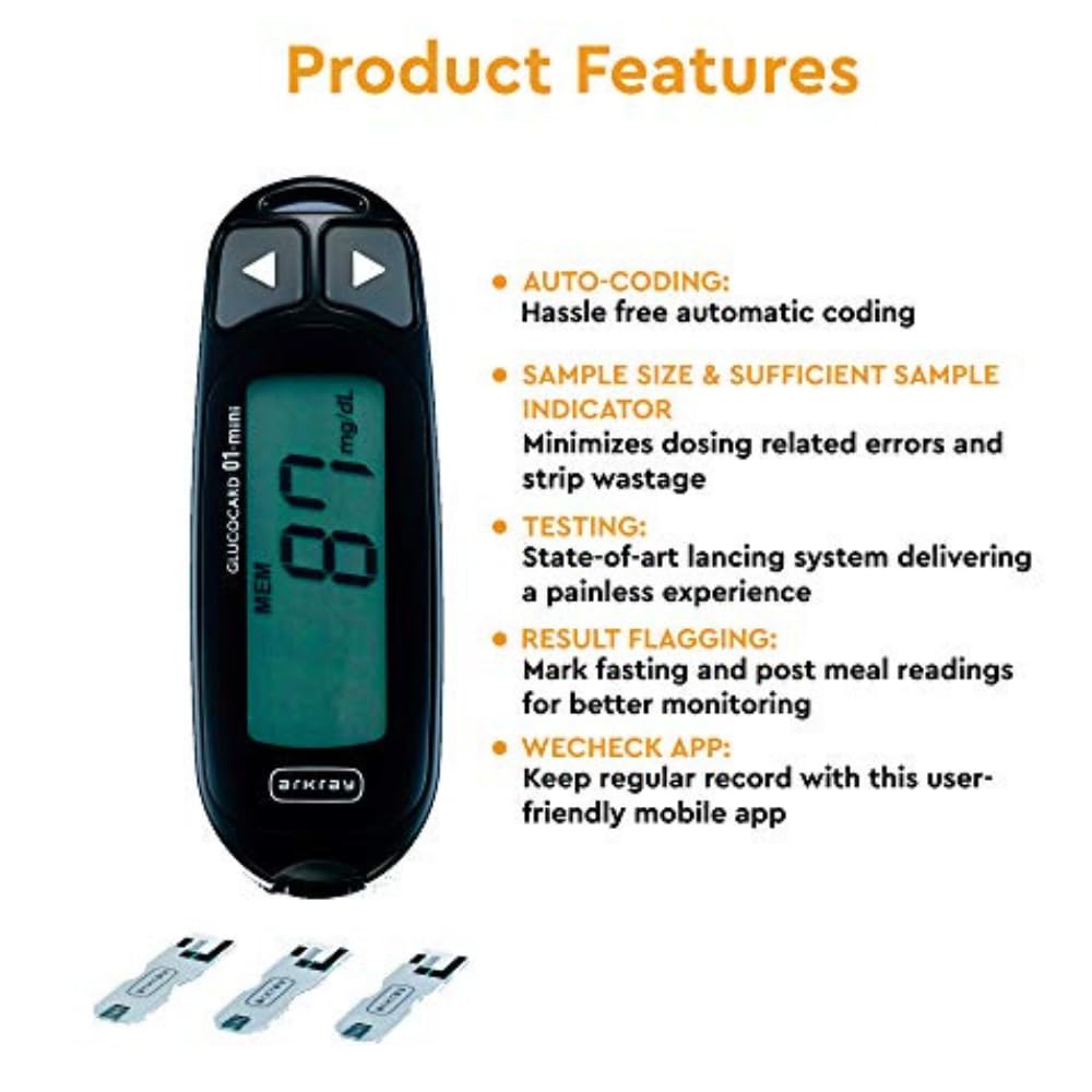 ARKRAY Max 01 Mini Blood Glucose Monitor with 20 Strips | Japanese Technology
