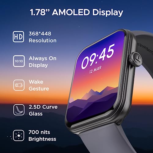 boAt Xtend Plus Smart Watch with 1.78" AMOLED Display, Coins, Advanced BT Calling, 100+ Sports Mode, Always On Display, HR & SP02 Monitoring & Stress Monitoring(Gunmetal Grey)