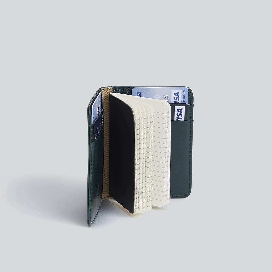 Mypaperclip Card Holder Wallet, Classic Edition, Pocket Size Made Of Italian Vegan Leather - Chw_Mini-Green