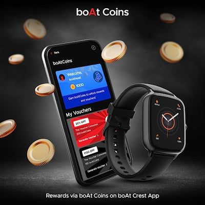boAt Wave Style Call Smart Watch with Advanced BT Calling Chip,DIY Watch Face Studio, Coins, 1.69" HD Display, Health Ecosystem, Live Cricket Scores, Quick Replies, HR & SpO2(Active Black)