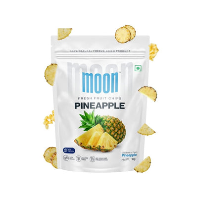 Moon Freeze Dried Pineapple Chips | Healthy Pineapple Snack | 100% Natural, Vegan, No Preservatives, No Added Sugar | 16 Gm | Moon_Pineapple_Chips | (16Gm) Pack of 2