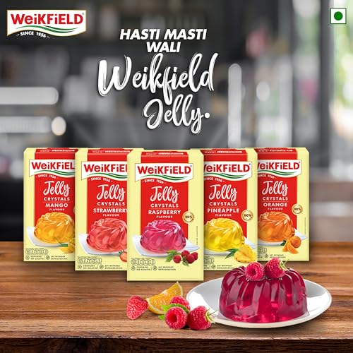 Weikfield Jelly Crystals | Raspberry Flavour| 90g Carton