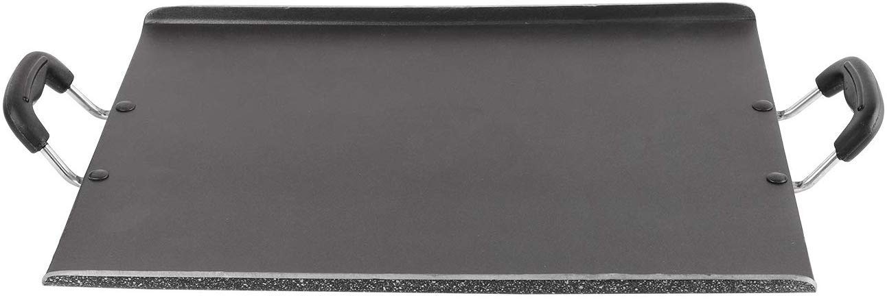 Cello Non Stick Square Patri Tawa Aluminium Hammertone | Sturdy handles & Gas Stove Base Multi-Purpose Tava | Dosa,Roti,Chapati Tawa | Black