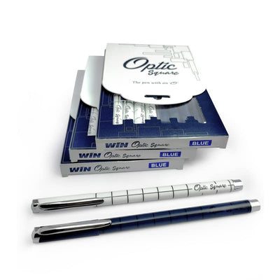 Win Optic Square Ball Pen Blue (10 Pcs Card)