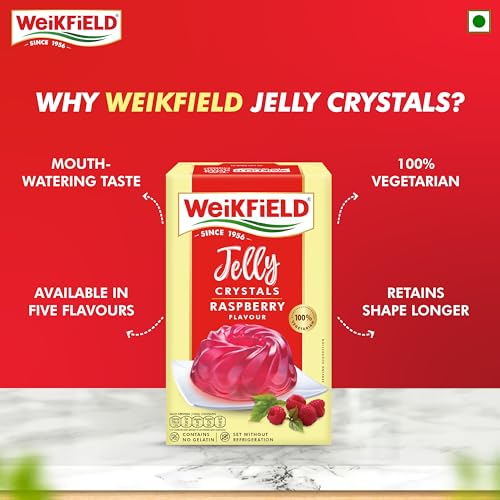 Weikfield Jelly Crystals | Raspberry Flavour| 90g Carton