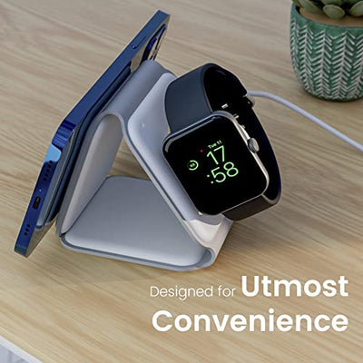 Ambrane 3-in-1 Wireless Charger with 20W BoostedSpeed for iPhone 14/13/12/11/X/8 Series, Galaxy S22/S21/S20/Note20/10/10+ Series, Foldable Design, Wide Compatibility (AeroSync Tripad, White)