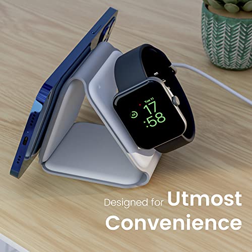 Ambrane 3-in-1 Wireless Charger with 20W BoostedSpeed for iPhone 14/13/12/11/X/8 Series, Galaxy S22/S21/S20/Note20/10/10+ Series, Foldable Design, Wide Compatibility (AeroSync Tripad, White)