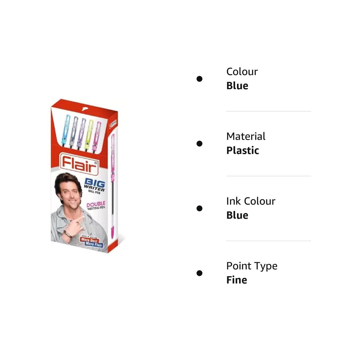 Flair 0.7 mm Big Writer Ball Pen 10 Pcs Set - Blue Ink