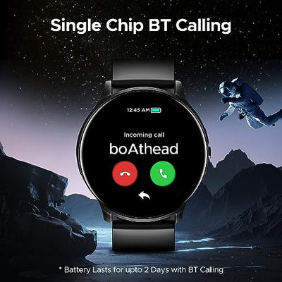 boAt Lunar Orb Smart Watch with 1.45" AMOLED Display, BT Calling, DIY Watch Face Studio, Coins, Crest App Health Ecosystem, Live Cricket&Football Scores, IP67(Active Black)