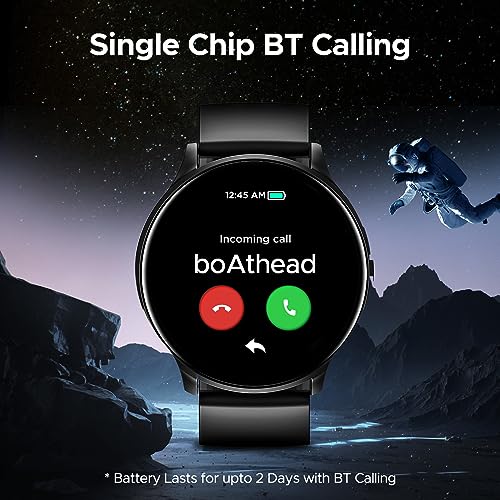 boAt Lunar Orb Smart Watch with 1.45" AMOLED Display, BT Calling, DIY Watch Face Studio, Coins, Crest App Health Ecosystem, Live Cricket&Football Scores, IP67(Active Black)