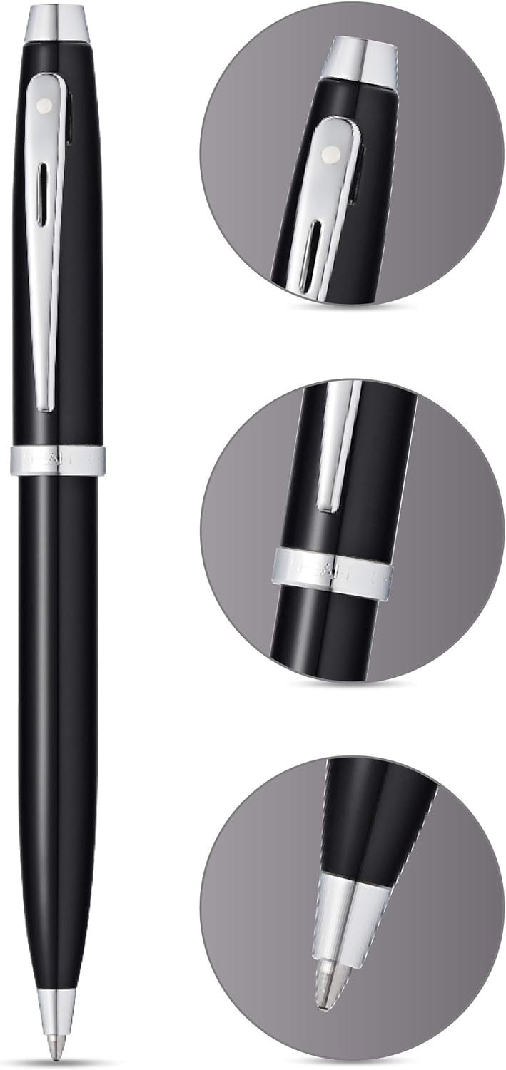 Sheaffer Gift 100 9338 Glossy Black Ballpoint Pen with Chrome Trim | Signature Ball Pen