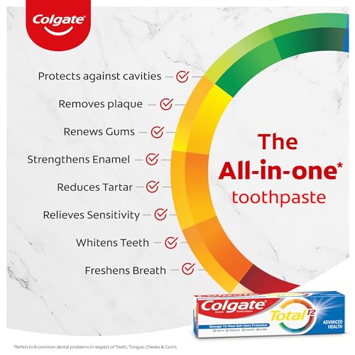 Colgate Total 300gm (2 x 150gm) Advanced Health Antibacterial Toothpaste, Tooth Paste with 12-Hour Anti-Germ Protection, Whole Mouth Health, World's No. 1* Germ-fighting Toothpaste (Combo Pack Offer)