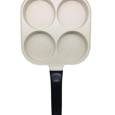 2heet Non Stick Appam Maker Uttappa Tawa (4-Cavities), Granite Uttapam Pan, Gas&Induction Compatible, 19.5 cm, PFOA Free (Beige)