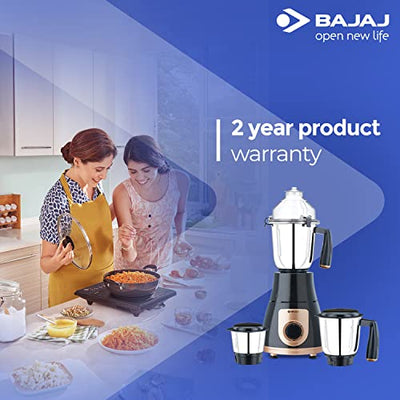 Bajaj GX-3701 750W Mixer Grinder with Nutri-Pro Feature, 3 Jars, Black (Indian Plug)
