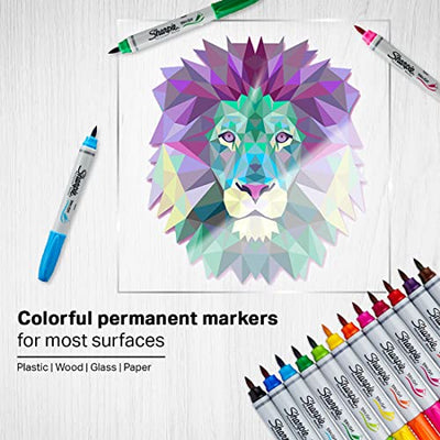 Sharpie Brush Tip Permanent Marker, Assorted, 12 Markers