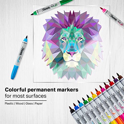 Sharpie Brush Tip Permanent Marker, Assorted, 12 Markers