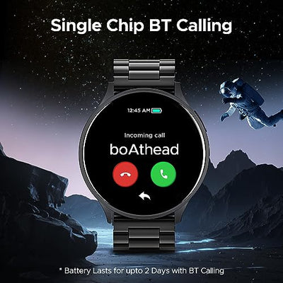 boAt Lunar Orb Smart Watch with 1.45" AMOLED Display, BT Calling, DIY Watch Face Studio, Coins, Crest App Health Ecosystem, Live Cricket&Football Scores, IP67(Steel Black)