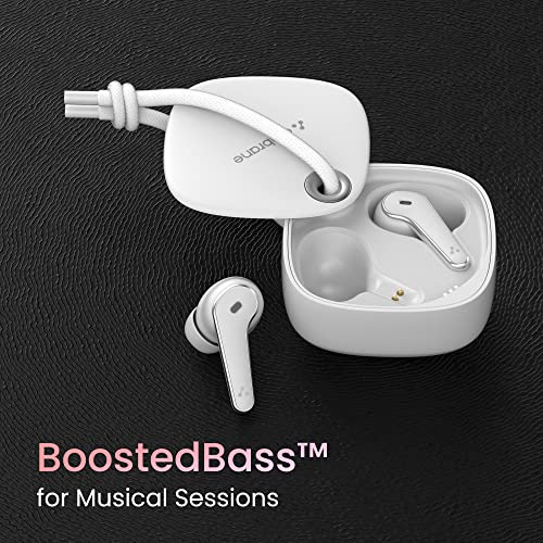 Ambrane Dots Dew True Wireless In Ear Earbuds with Up to 30 Hrs Playtime, Environmental Noise Cancellation, Latest Bluetooth V5.2, 10mm Drivers with BoostedBass, Lightweight, IPX4 Splash Proof (White)