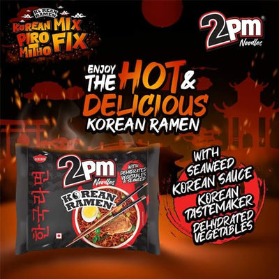 2PM - Korean Ramen Noodles - Including Dehydrated Vegetables & Seaweed - Instant 2X Spicy- Pack of 1,500 Gm