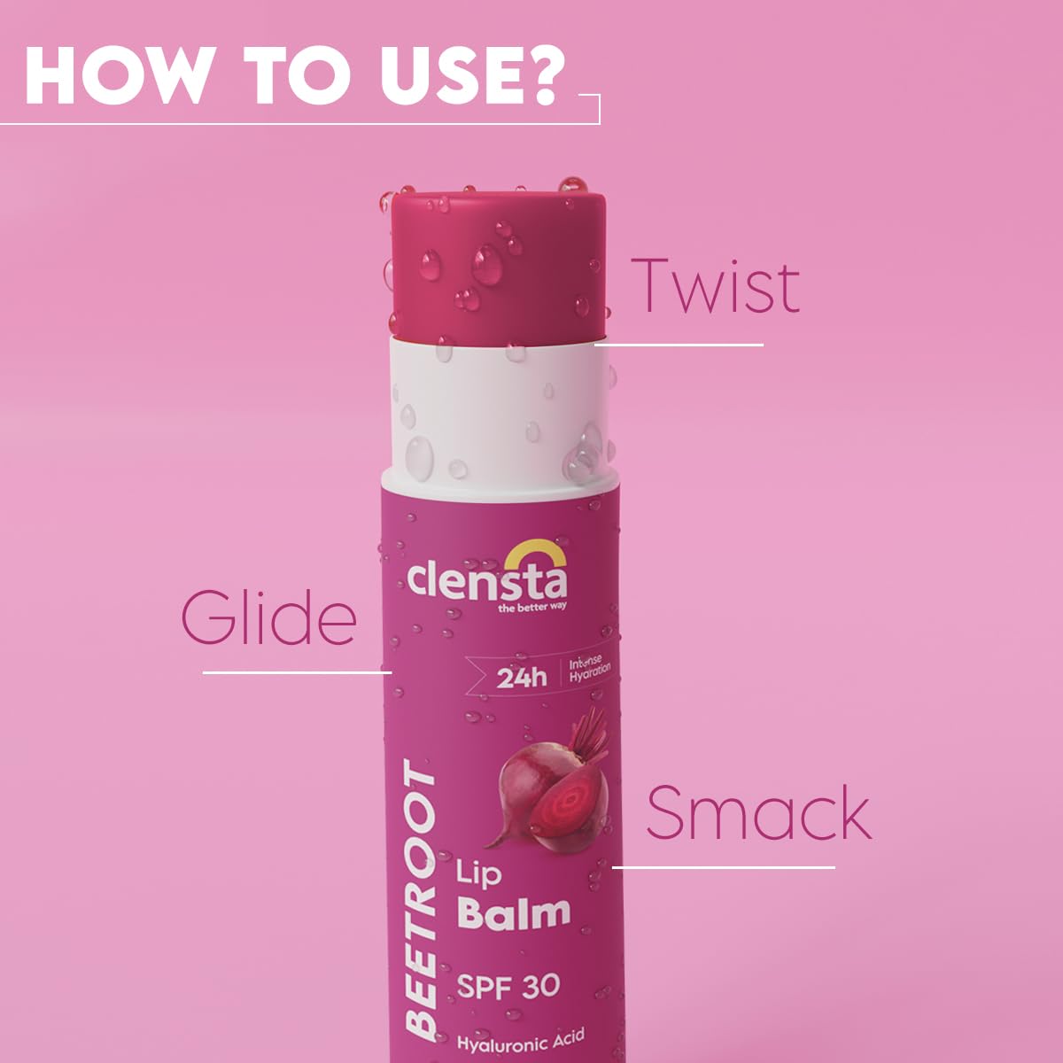 Clensta Beetroot Lip Balm With Hyaluronic Acid Spf 30 With Beetroot & Hyaluronic Acid For Moisture, Hydrates & Lightens Dark Lips For Women & Men 5gm