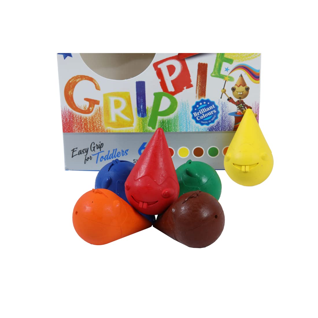 Doms 6 Shades Grippie Crayons Box Pack