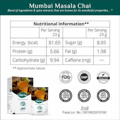Cherise Tapri Premium Mumbai Masala Chai, Instant Tea Premix (23 g x 7 Sachets)