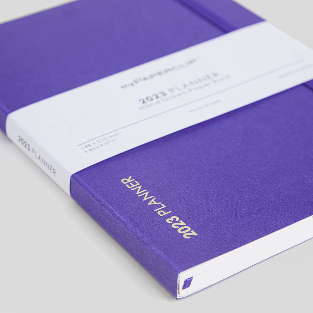 Mypaperclip 2023 Weekly Planner, Section Thread Bound, Hand Drawn Paper Back , A5 (148 X 210 Mm, 5 X 8.27 In), 2023-Weekly_Planner-D1_Amethyst