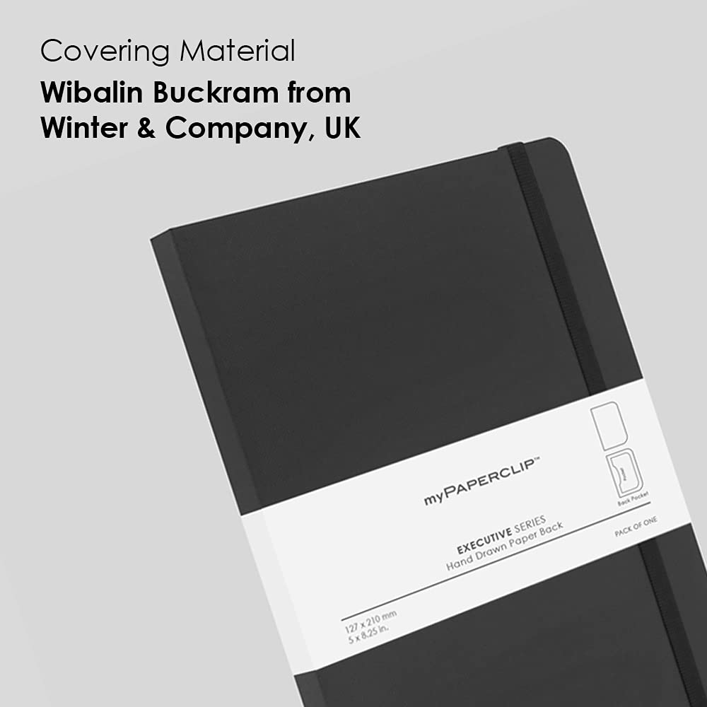 Mypaperclip Executive Series Notebook, Medium (127 X 210Mm, 5 X 8.25 In.) Plain, Esx192M-P Black