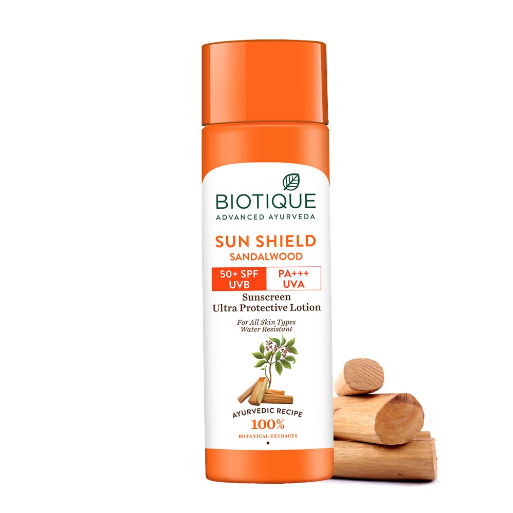 Biotique Bio Sandalwood 50+ SPF UVA/UVB Sunscreen Ultra Soothing Face Lotion Water Resistant, 190ml