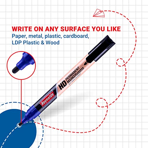 Reynolds HD permanent marker - Blue Ink, Pack of 10