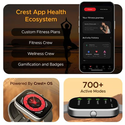 boAt Ultima Chronos Smart Watch with 1.96" AMOLED Display,Advanced BT Calling,Coins,DIY Watch Face Studio,Female Wellness,HR&SPO2 Monitoring,Energy&Sleep Score,IP67(Cool Grey)