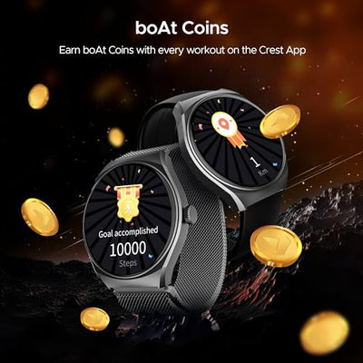 boAt Lunar Comet Smart Watch with 1.39" HD Display, Advanced Bluetooth Calling, Functional Crown, Multiple Sports Mode,100 Watch Faces, Heart Rate & SPO2 Monitoring,IP67(Active Black)