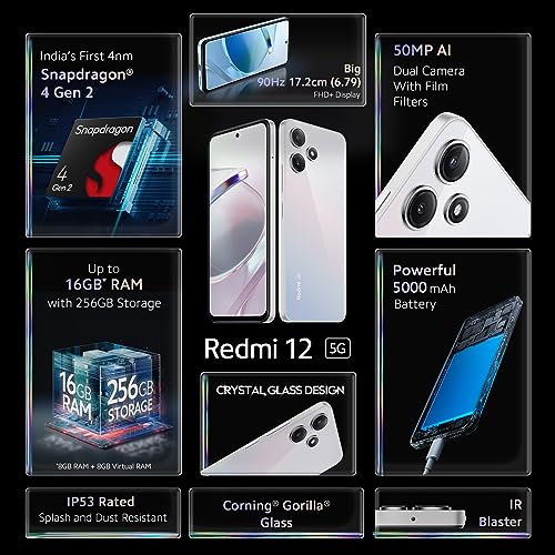 Redmi 12 5G Moonstone Silver 6GB RAM 128GB ROM