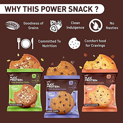 RiteBite Max Protein 7 Grain Breakfast Cookies|Assorted,Pack Of 6 (330G)