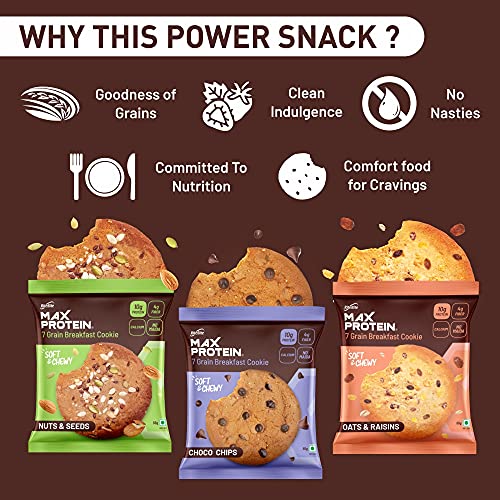 RiteBite Max Protein 7 Grain Breakfast Cookies|Assorted,Pack Of 6 (330G)