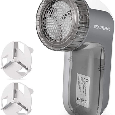 BEAUTURAL Portable Fabric Shaver and Lint Remover, Sweater Defuzzer with 2-Speeds, 2 Replaceable Stainless Steel Blades, Battery Operated, Remove Clothes Fuzz, Lint Balls, Pills, Bobbles