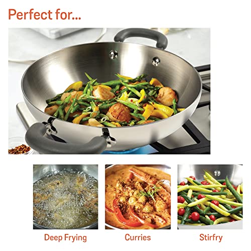 Meyer Trivantage Nickle Free Stainless Steel Triply Cookware Kadai 30cm Large