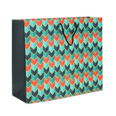 PaperPep Green Arrow Print 9"X7"X4" Gift Paper Bag Pack of 10 | Gift Bags for Return Gifts, Presents, Weddings, Birthday, Holiday Presents, Celebrations