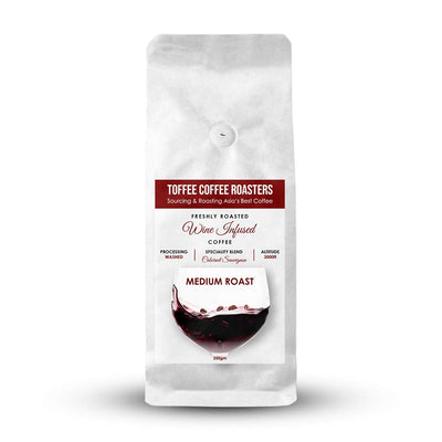 Cabernet Sauvignon Wine Barrel Aged Coffee | Toffee Coffee Roasters | Arabica Freshly Medium Roast | Coffee Notes: Fine Red Grapes and Wine (Decoction Coffee Maker, 250gm)