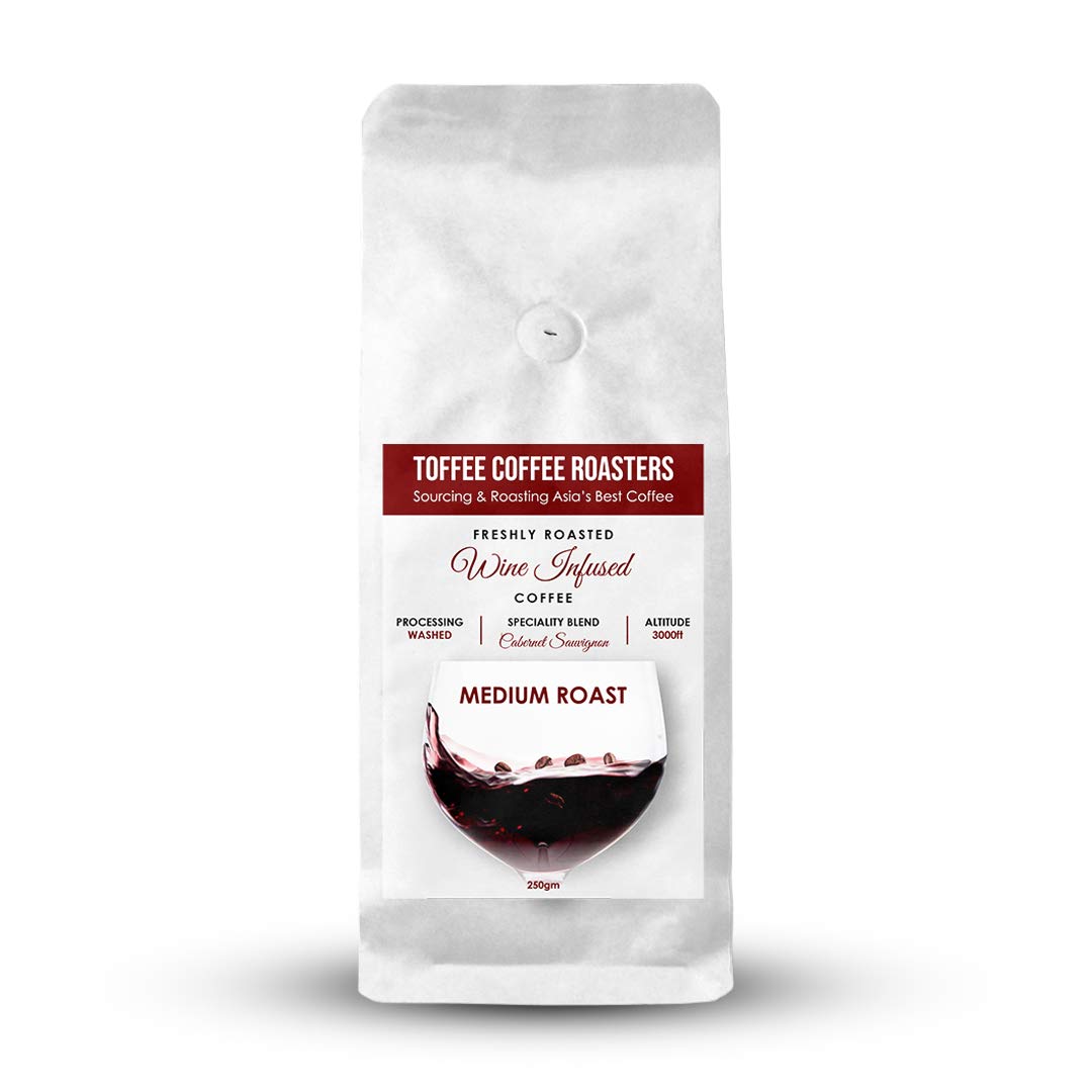 Cabernet Sauvignon Wine Barrel Aged Coffee | Toffee Coffee Roasters | Arabica Freshly Medium Roast | Coffee Notes: Fine Red Grapes and Wine (Decoction Coffee Maker, 250gm)