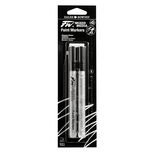 Daler-Rowney Fw 1-2Mm Mixed Media Paint Marker Set (2 X Small Barrels- Round Nibs)