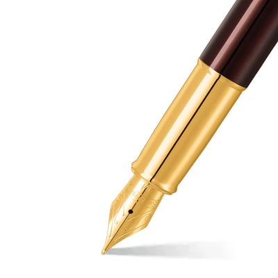 Sheaffer Gift 100 9370 Fountain Pen Glossy Coffee Brown with PVD Gold tone Trim | Fountain Pen Medium Nib | Premium Pen Gift Set