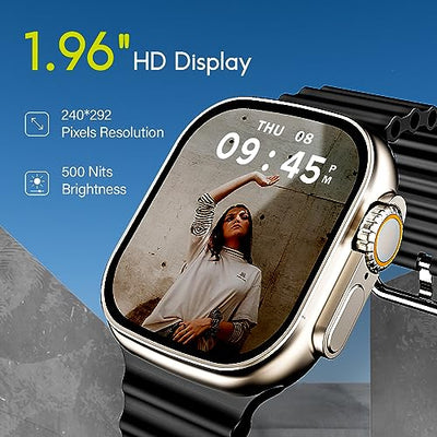 boAt Wave Elevate Smart Watch with 1.96" Display, BT Calling, Functional Crown, AI Voice Assistant, Built-in Game, HR & SPO2 Monitoring and Stress Monitoring, IP67(Active Black)